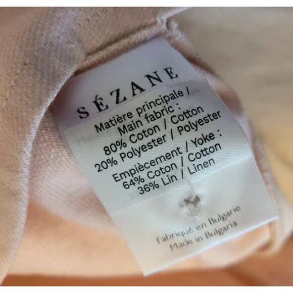 Sezane Jacket Womens XXS Will Denim Chore Coat Patchwork Ecru Pink Beige BUST34 - Picture 5 of 5
